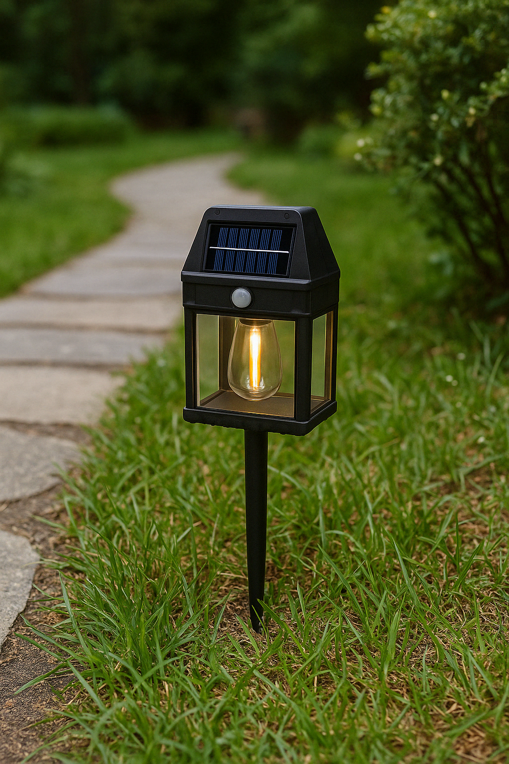 Solar powered garden pathway light wall patio