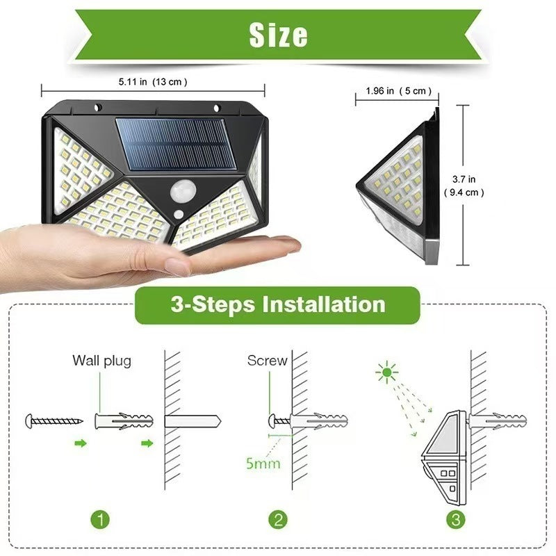 MEC04 Outdoor Solar Wall Light – Waterproof LED Lamp with Motion Sensor