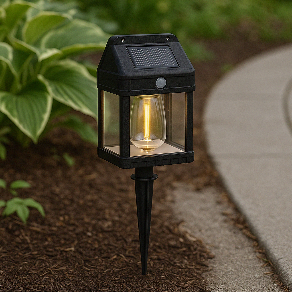 Solar powered garden patio pathway in ground light