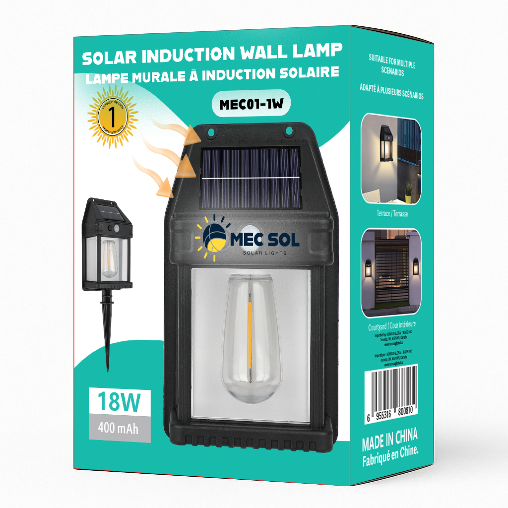 Solar powered solar induction wall in-ground lamp