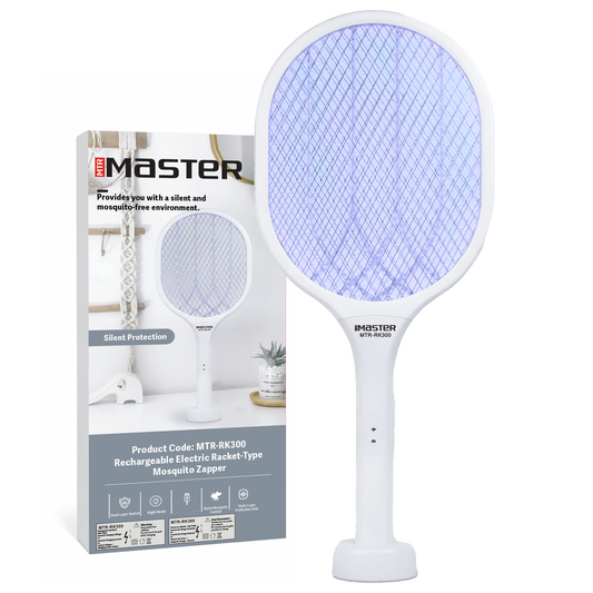MTR-RK300 Electric Mosquito Swatter Racket 2-IN-1 Zapper USB-C Rechargeable Indoor Outdoor