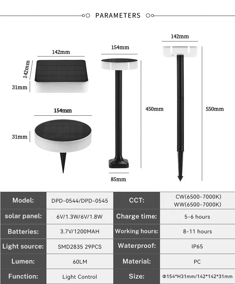 MEC09 Solar Powered Outdoor Lights – 2-in-1 Ground and Wall Lighting with Dual Tones